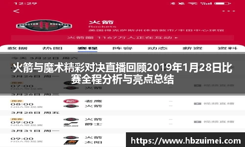 火箭与魔术精彩对决直播回顾2019年1月28日比赛全程分析与亮点总结